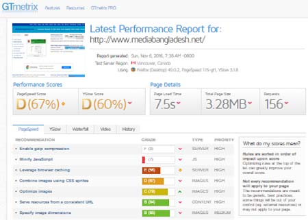 speed before optimization by gtmetrix